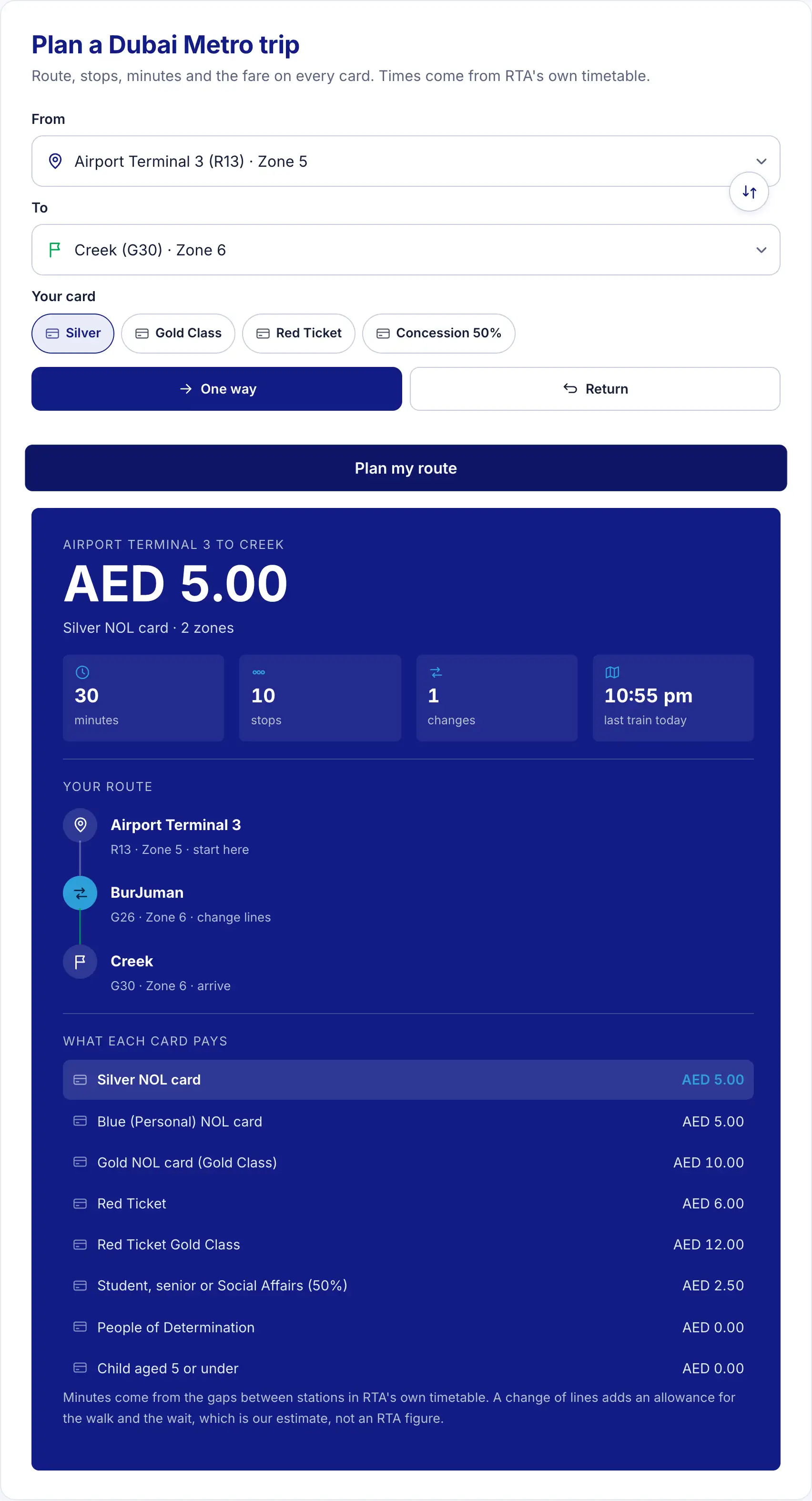 dubai metro route planner tool