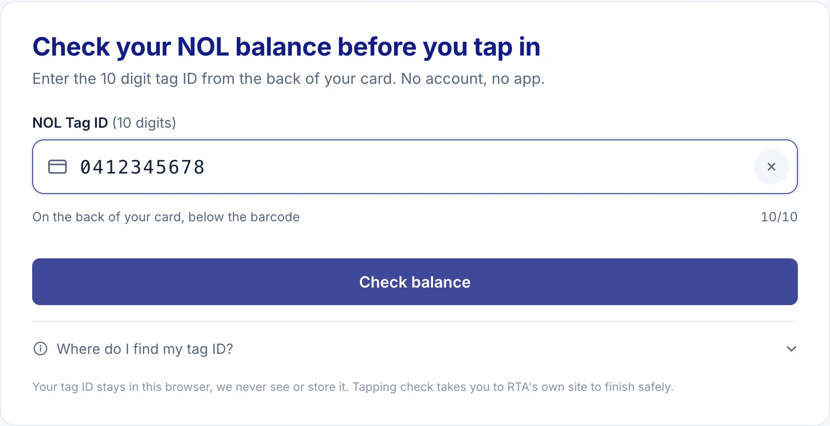 NOL card balance check